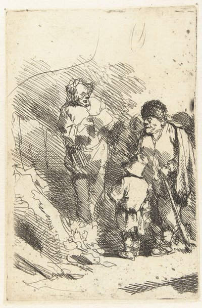 Syngende mand og lyttende publikum inklusive barn og mand af Cornelis Pietersz. Bega