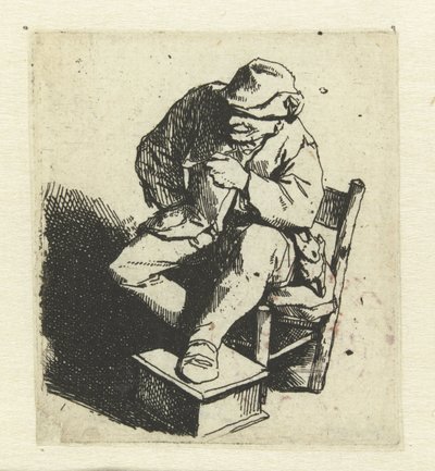 Siddende bonde med pibe i venstre hånd af Cornelis Pietersz. Bega