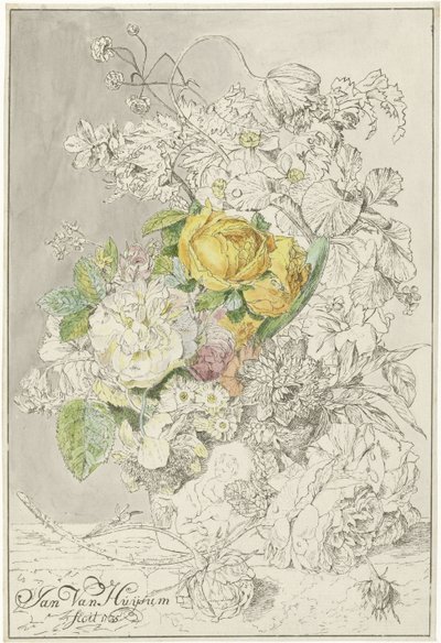 blomsterarrangement af Cornelis Ploos van Amstel (signed by artist)