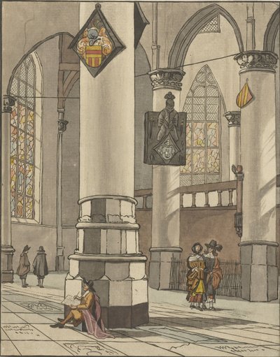 Kerkinterieur af Cornelis Ploos van Amstel (signed by artist)