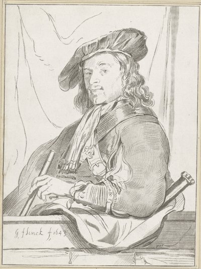 Mand ved brystværn af Cornelis Ploos van Amstel (signed by artist)