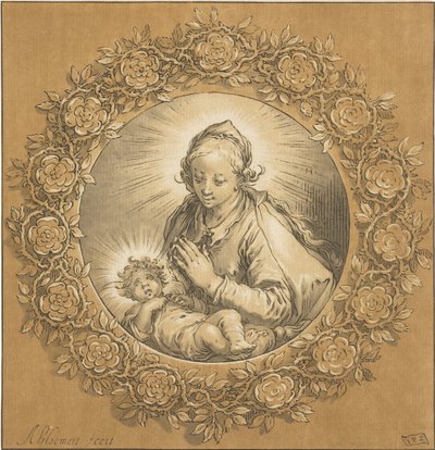 Maria med Kristusbarn Jomfru Maria og Jesusbarnet af Cornelis Ploos van Amstel (signed by artist)