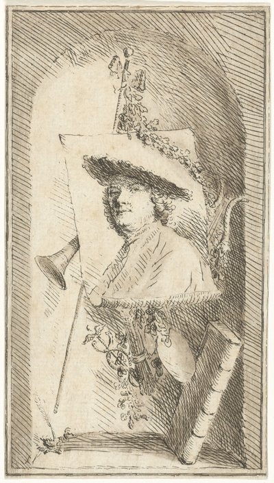 Selvportræt af Cornelis Ploos van Amstel af Cornelis Ploos van Amstel (signed by artist)