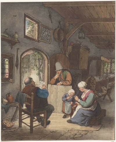 Avislæser i interiør af Cornelis Ploos van Amstel