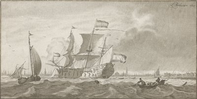 Krigsskib på IJ af Cornelis Ploos van Amstel