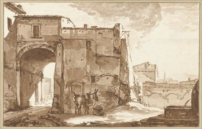 Port med rejsende og muldyr af Cornelis Ploos van Amstel