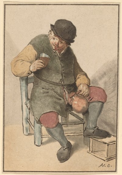 Siddende Bonde med Kande, ca. 1763. af Cornelis Ploos van Amstel