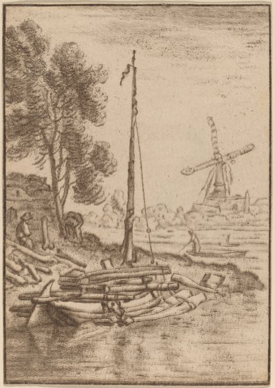 Slyngende flod af Cornelis Ploos van Amstel after Herman Saftleven
