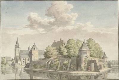 Hof van Putten og kirken Geervliet af Cornelis Pronk (possibly)