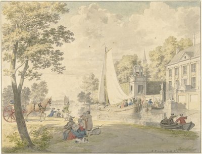 Sommerlandscene med lystskibe af Cornelis Pronk