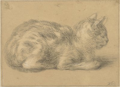 Siddende kat, til højre af Cornelis Saftleven (possibly)