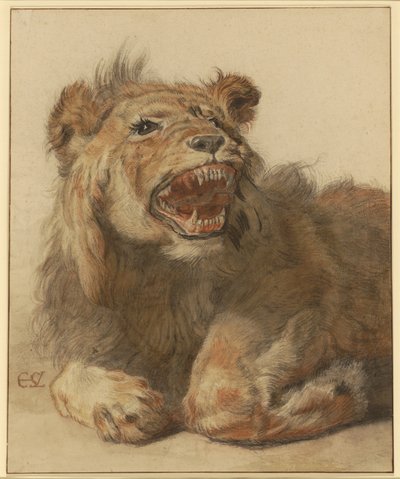 En løve, der snerrer af Cornelis Saftleven