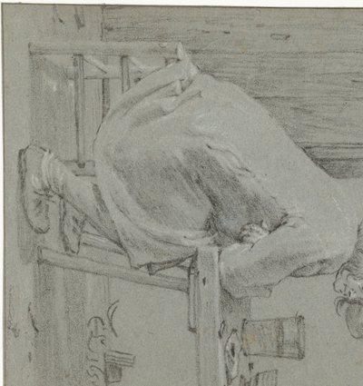 Mand sidder ved bordet af Cornelis Saftleven