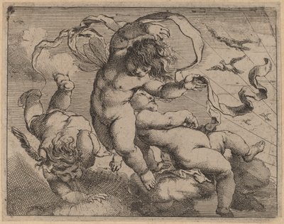 Tre Flyvende Putti af Cornelis Schut I