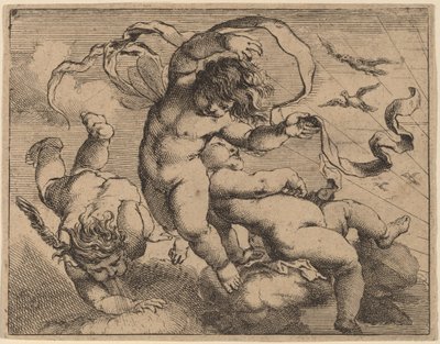 Tre Flyvende Putti af Cornelis Schut I
