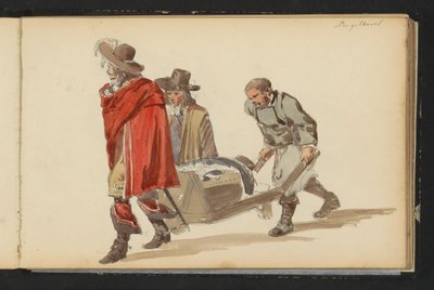 Gruppe af figurer i tøj fra det 17. århundrede af Cornelis Springer