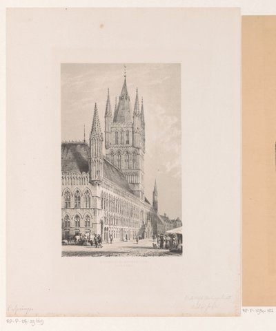 Tøjhallen i Ypres Rådhus fra det trettende århundrede (Halte Yperen) (titel på objekt) af Cornelis Springer