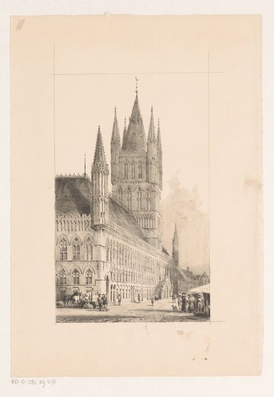 Tøjhallen i Ypres Rådhus fra det trettende århundrede af Cornelis Springer