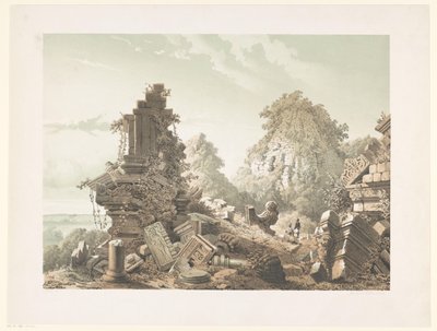 Ruin af Tjandi Lora Djongrang Ruinerne af Tjandi-Lora Djongrang. Residence Jocjakkerta (titel på objekt) af Cornelis Springer