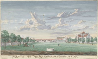 Gården til Jaffnapatnam Fort i Ceylon For at se stedet i slottet Jaffanapatnam fra pakhusene. af Cornelis Steiger