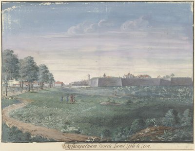 Jaffnapatnam Fort i Ceylon [..]l Jaffanpatnam fra landsiden skal ses (titel på objekt) af Cornelis Steiger