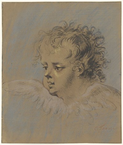 Bevinget englehoved af Cornelis Troost