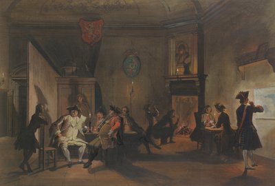 Interiør med militære officerer af Cornelis Troost