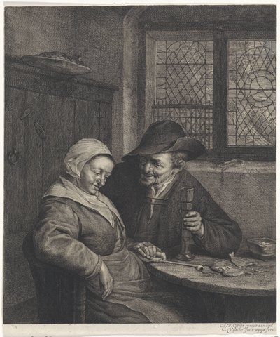gammelt par Den Salte Scholletje af Cornelis Visscher (II)