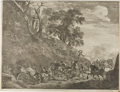Angreb på en konvoj af Cornelis Visscher