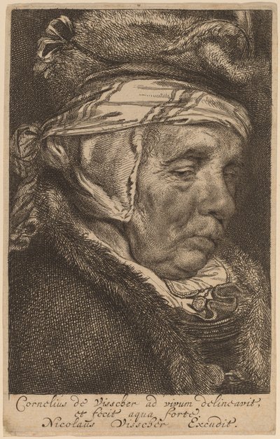 Hoved af en gammel kvinde (Visschers mor) af Cornelis Visscher