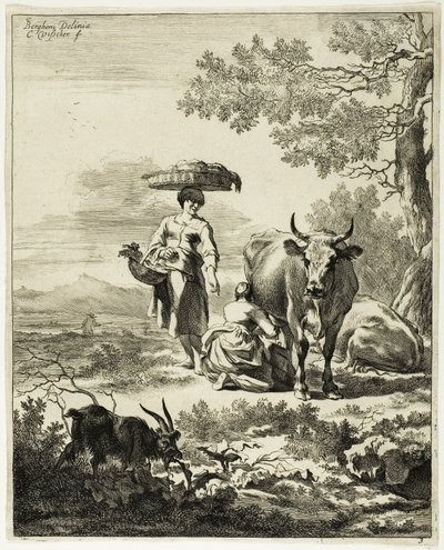 Kvinde malker en ko af Cornelis Visscher