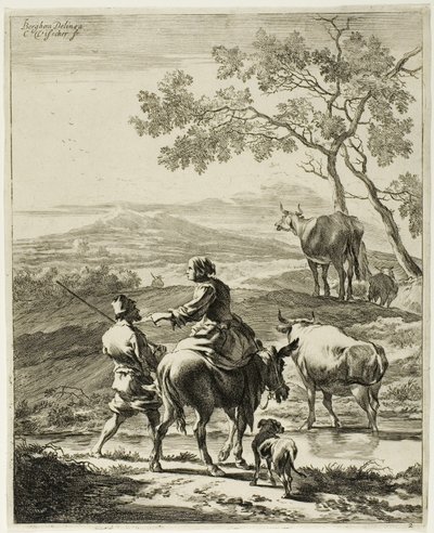 Kvinde på et æsel af Cornelis Visscher