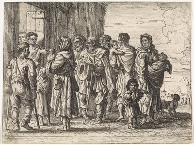 Tiggere til et kloster Genrescener (serietitel) af Cornelis de Wael