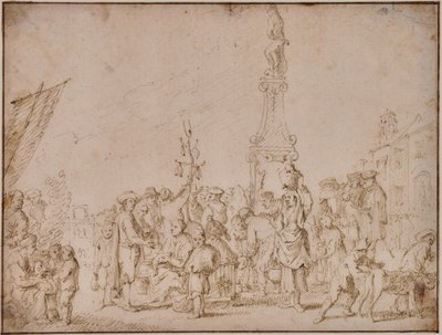 italiensk markedsscene af Cornelis de Wael