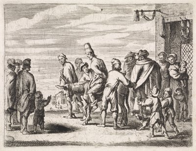 Mand bundet til et æsel Genrescener (serietitel) af Cornelis de Wael
