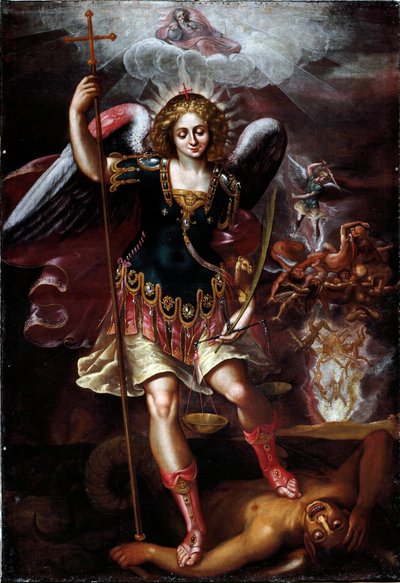 Ærkeenglen Sankt Michael (olie på træ af Cornelis de Wael