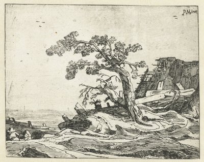 Landskab med træ Fire landskaber (serietitel) af Cornelis van Kittensteyn (attributed to)