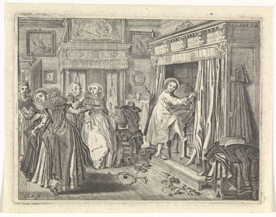 soveværelse scene af Cornelis van Kittensteyn