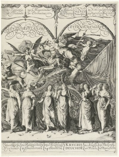 Vilhelm af Oranges triumftog, tavle d Currus triumphalis Illustris / Vilhelm af Oranges triumftog (serietitel) af Cornelis van Kittensteyn