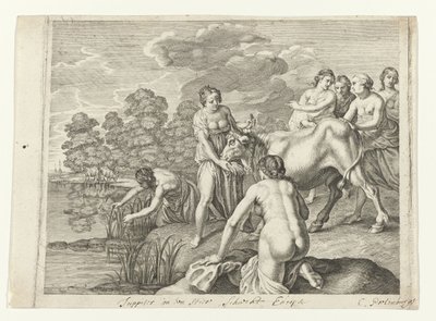 Jupiter spiller skak i Europa Metamorphoses of Ovid (serietitel) af Cornelis van Poelenburch (possibly)