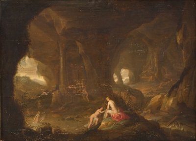 Badende nymfer i et landskab af Cornelis van Poelenburch