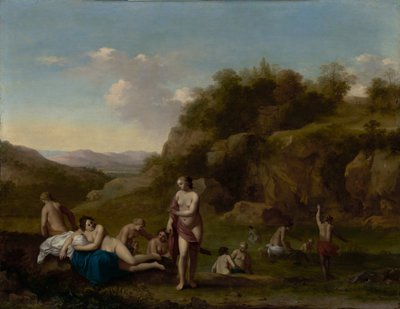Landskab med badende nøgenbilleder af Cornelis van Poelenburgh