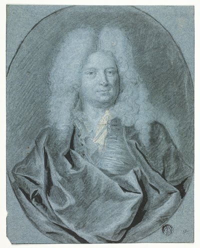 Portrætbuste af en mand med hvid paryk af Cornelis van Poelenburgh