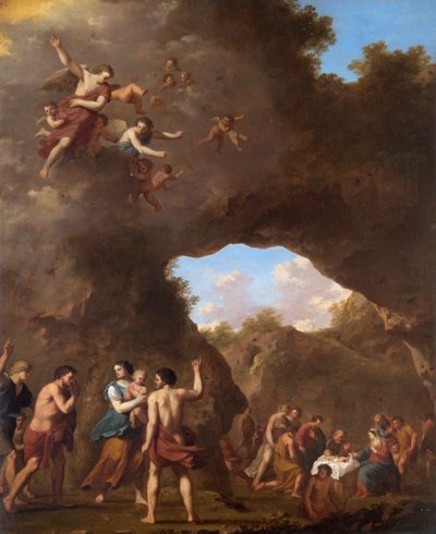 Englene guider hyrderne til fødselen (olie på kobber) af Cornelis van Poelenburgh or Poelenburch