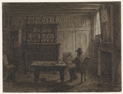 Mand sidder i et værelse af Cornelis van der Griendt