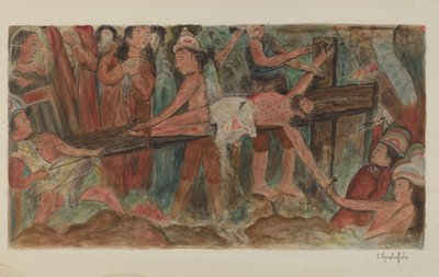 Stationer af korset nr. 11. Jesus er naglet til korset, 1941. af Cornelius Christoffels