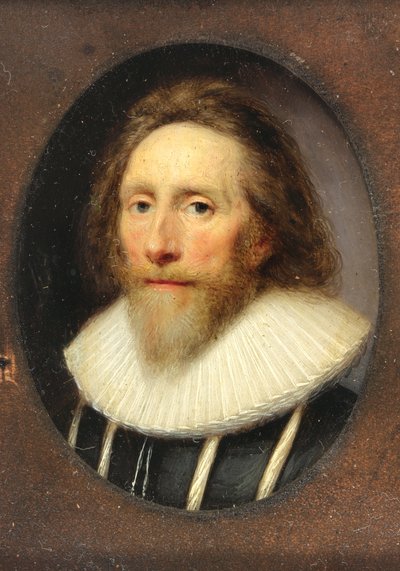En herre i skåret sort dublet, 1639 (wc på pergament) af Cornelius I Johnson