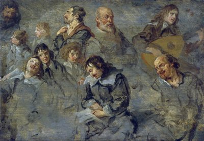 Studier af mandlige hoveder af Schut, Cornelis (1597-1655) af Cornelius I Schut