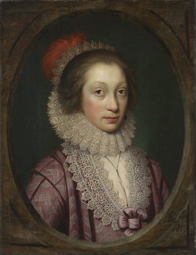 Portræt af en kvinde, muligvis Elizabeth Boothby, 1619 af Cornelius Janssen van Ceulen