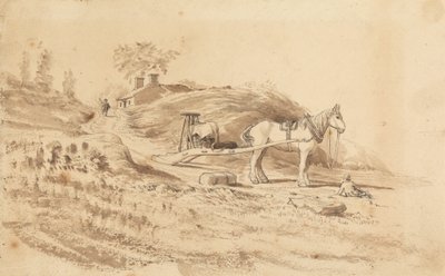 En hest trækker et træk af Cornelius Varley